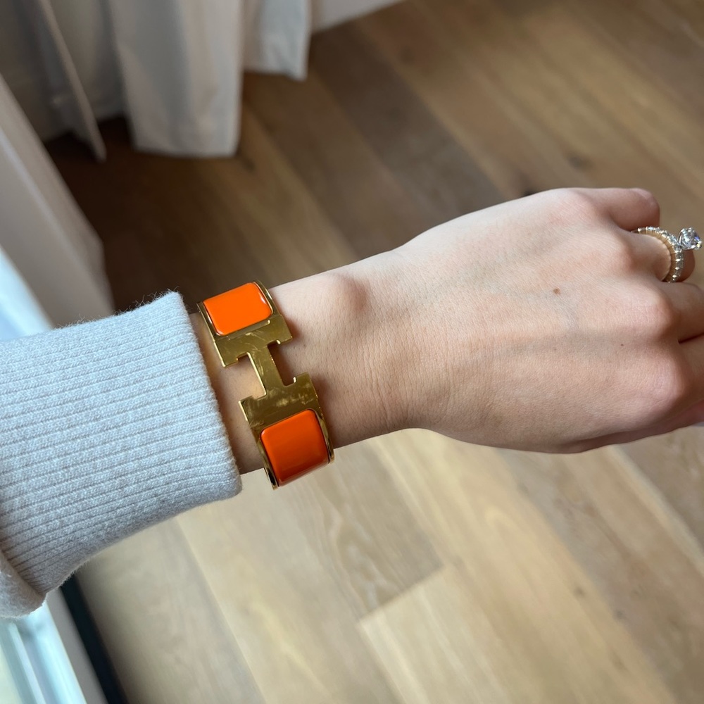 Hermes Clic Clac H bracelet, Orange & Gold